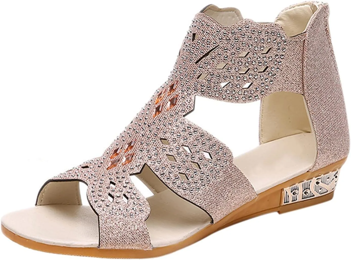 Eduavar Sandals Women Dressy Summer, Womens Sandals Summer Chunky Heel Sandals Open Toe Hollow Out Breathable Sandals