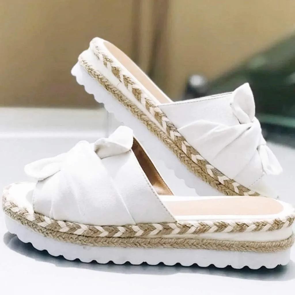 Eduavar Shoes for Women Sandals Dressy, Women Sandals Dressy Bow Tie Sandals Slip On Espadrille Platform Sandals