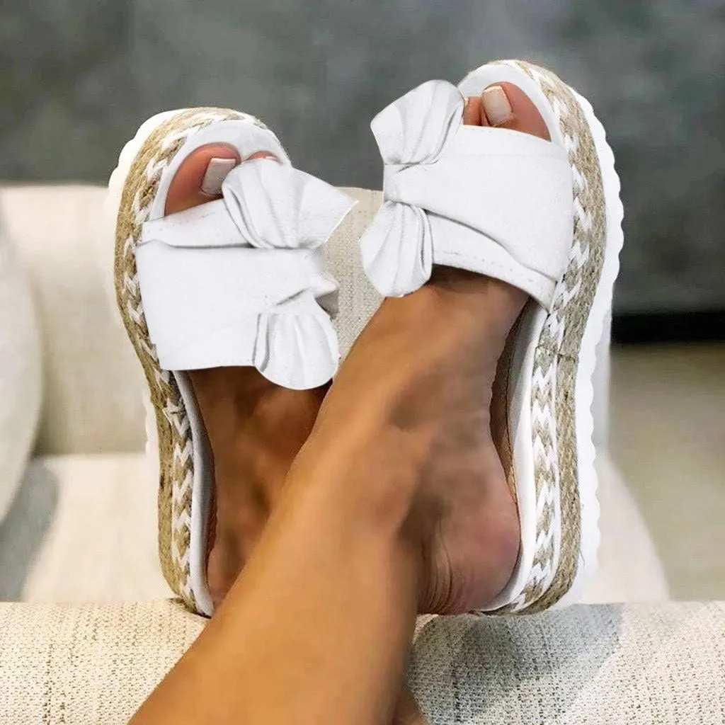 Eduavar Shoes for Women Sandals Dressy, Women Sandals Dressy Bow Tie Sandals Slip On Espadrille Platform Sandals