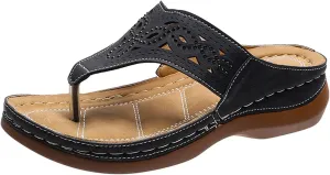 Eduavar Summer Sandals for Women 2023, Sandals Women Retro Breathable Hollow Out Flip Flops Summer Beach Sandals Slippers