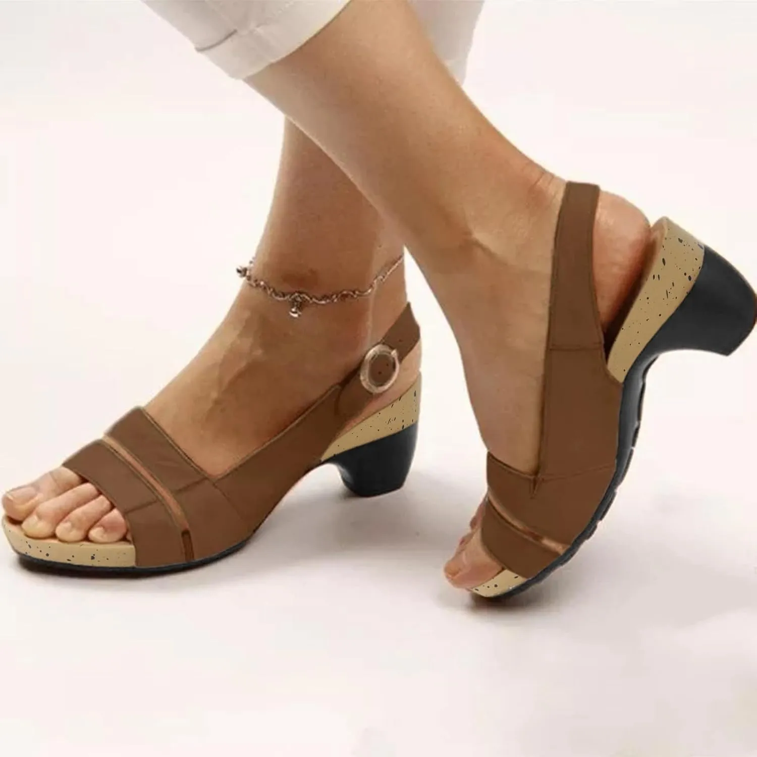 Eduavar Summer Sandals for Women 2023, Wedge Sandals for Women Ultra-Comfy Breathable Sandals Wedge Peep Toe Sandals Shoes