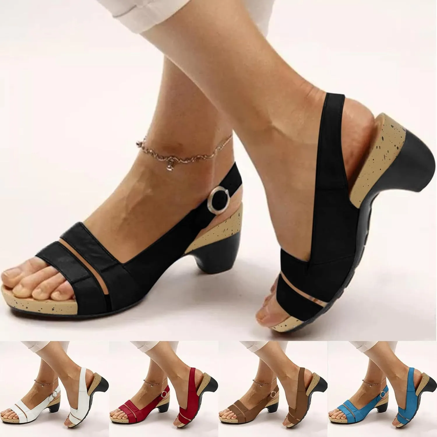 Eduavar Summer Sandals for Women 2023, Wedge Sandals for Women Ultra-Comfy Breathable Sandals Wedge Peep Toe Sandals Shoes