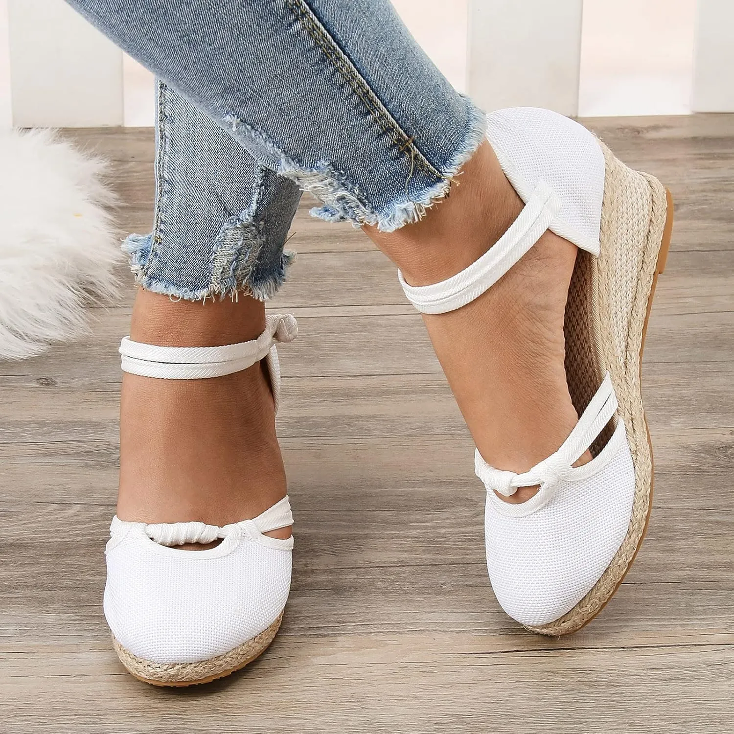 Eduavar Summer Sandals for Women, Orthopedic Sandals for Women Comfy Espadrille Wedge Platform Sandal Close Toe Shoes