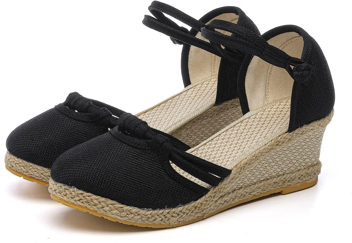 Eduavar Summer Sandals for Women, Orthopedic Sandals for Women Comfy Espadrille Wedge Platform Sandal Close Toe Shoes