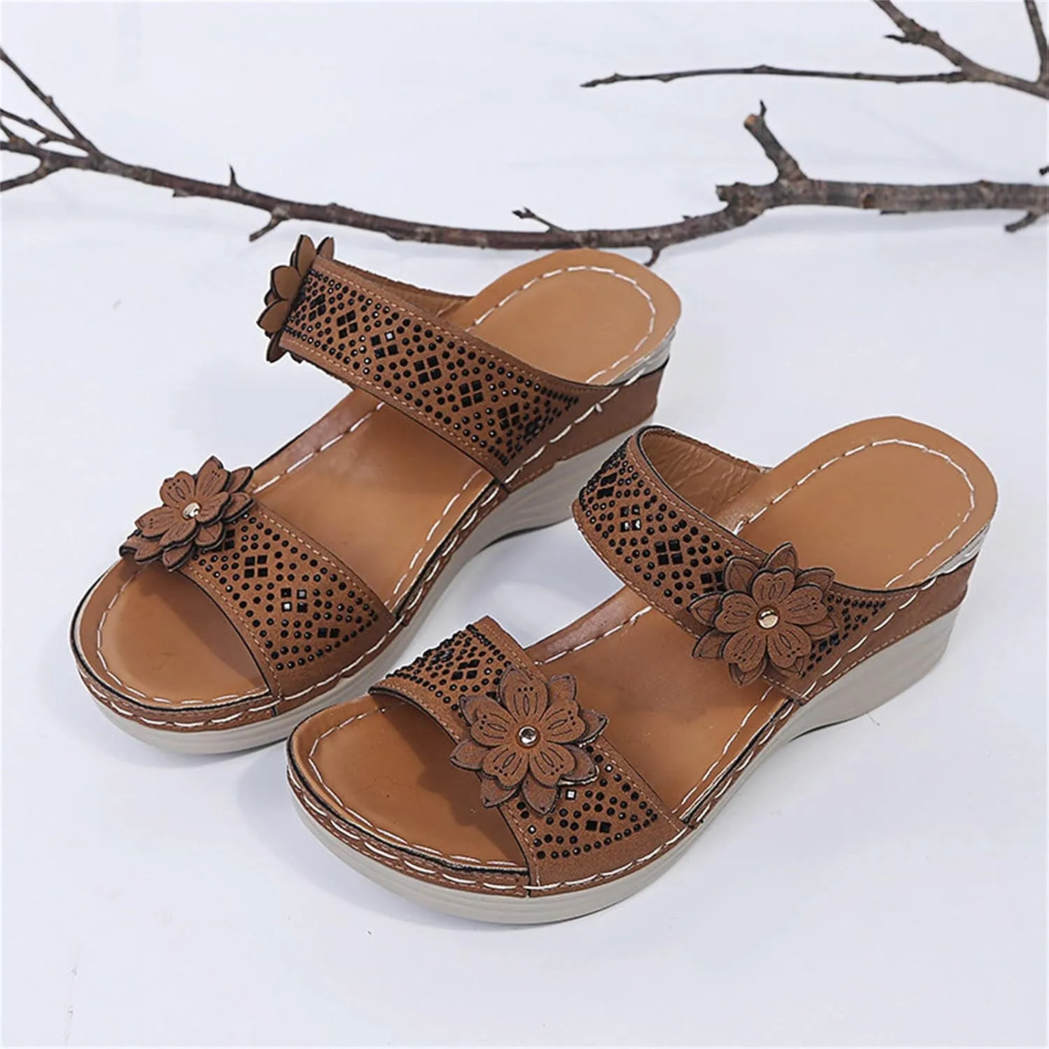 Eduavar Walking Sandals Women Comfort, Womens Sandals Dressy Comfortable Sandals Open Toe Slip On Walking Sandals Shoes