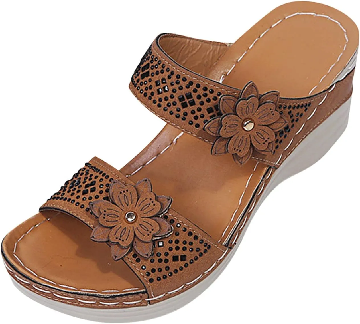 Eduavar Walking Sandals Women Comfort, Womens Sandals Dressy Comfortable Sandals Open Toe Slip On Walking Sandals Shoes
