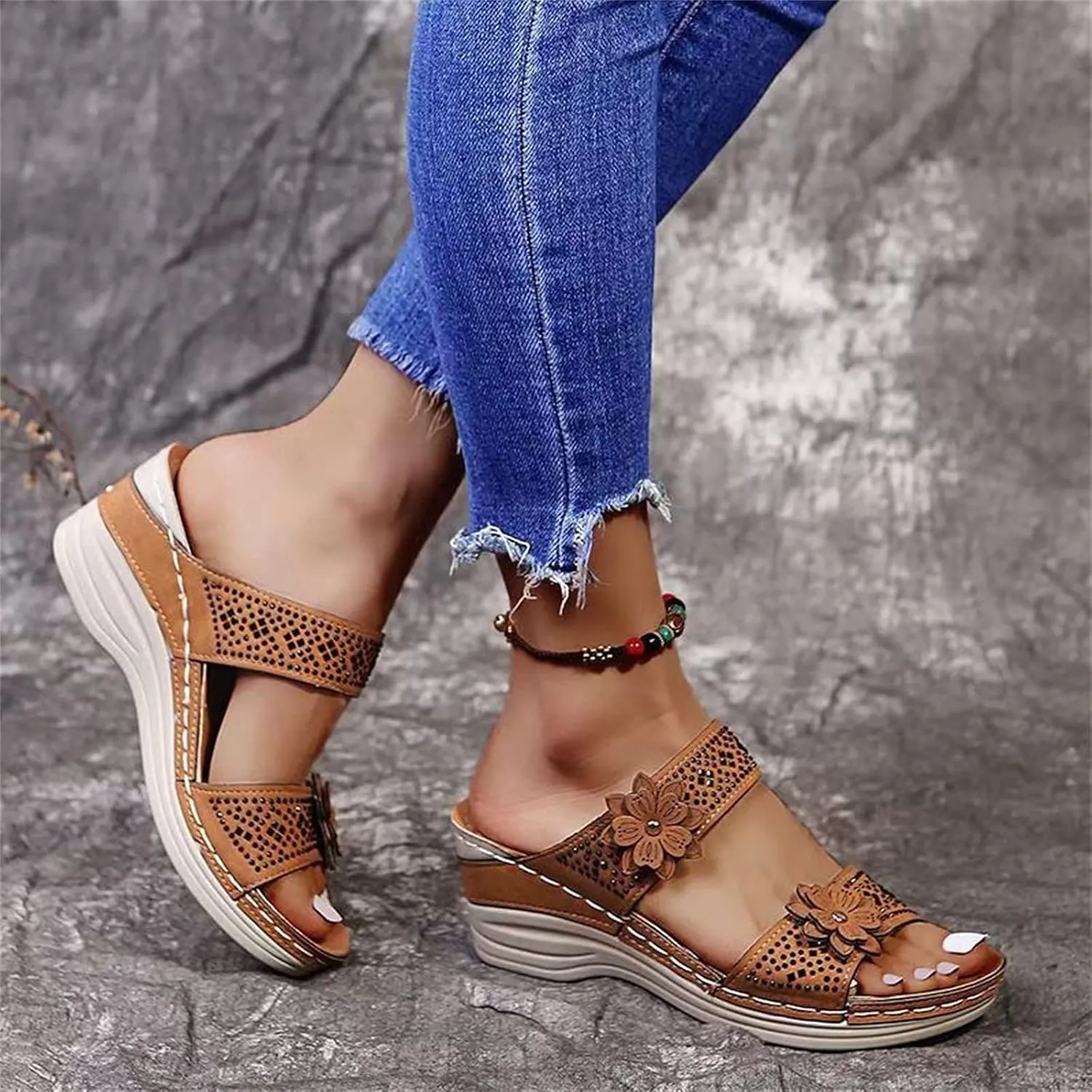 Eduavar Walking Sandals Women Comfort, Womens Sandals Dressy Comfortable Sandals Open Toe Slip On Walking Sandals Shoes