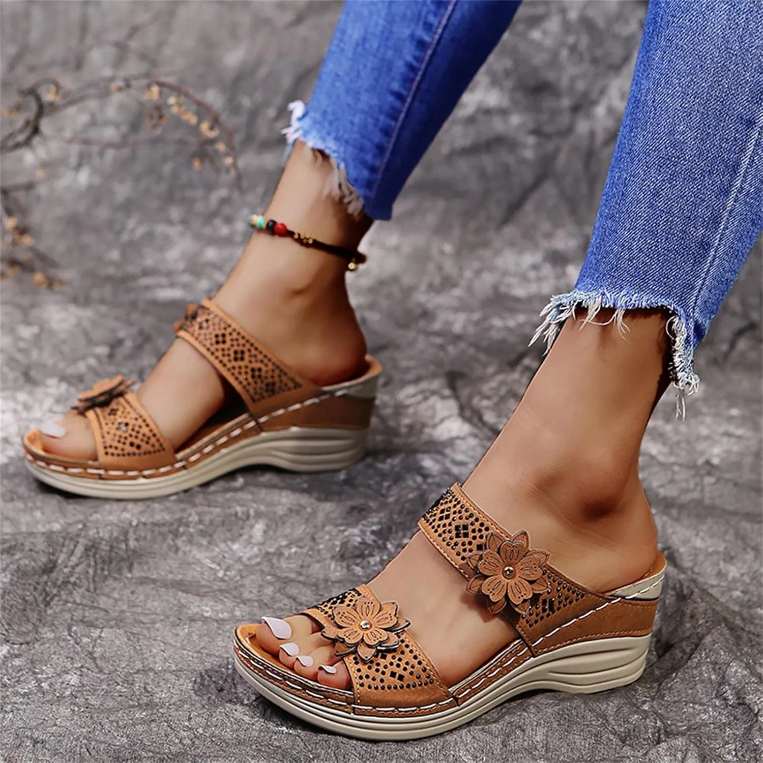 Eduavar Walking Sandals Women Comfort, Womens Sandals Dressy Comfortable Sandals Open Toe Slip On Walking Sandals Shoes