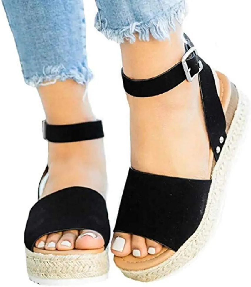Eduavar Wedge Sandals for Women, Sandals for Women Dressy Summer Espadrille Open Toe Sandals Casual Wedge Platform Sandals