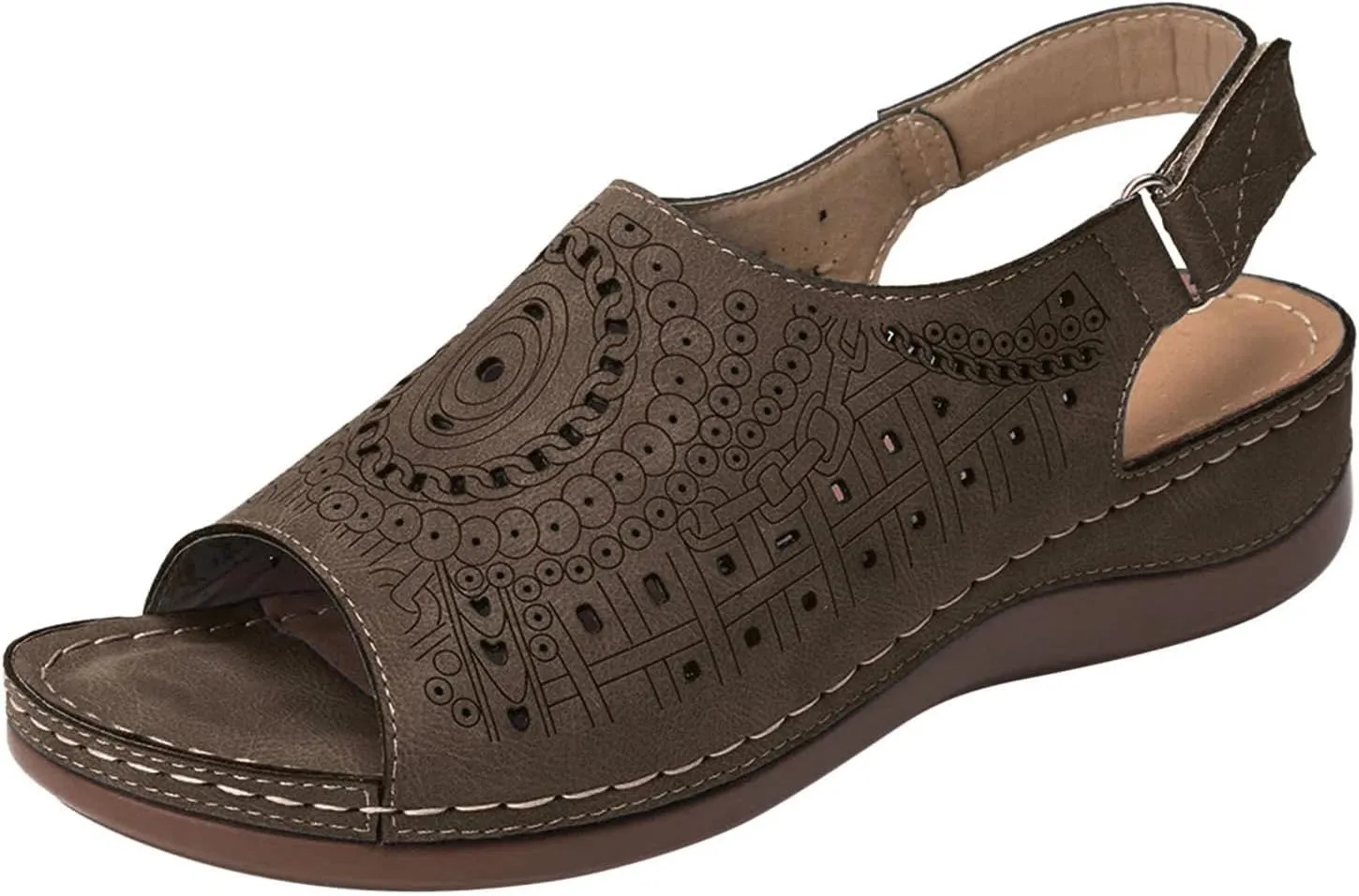 Eduavar Womens Sandals Dressy, Sandals Women Open Toe Breathable Wedges Sandals Beach Out Summer Hollow Sandals