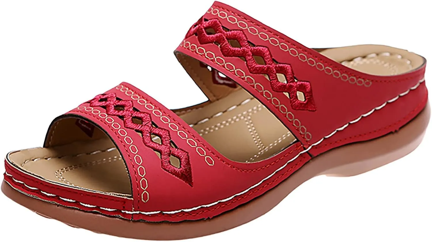 Eduavar Womens Sandals, Sandals for Women Dressy Summer Breathable Peep Toe Sandals Slip On Wedge Sandals
