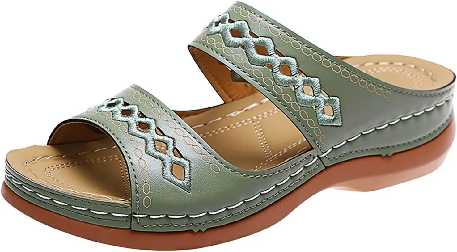 Eduavar Womens Sandals, Sandals for Women Dressy Summer Breathable Peep Toe Sandals Slip On Wedge Sandals