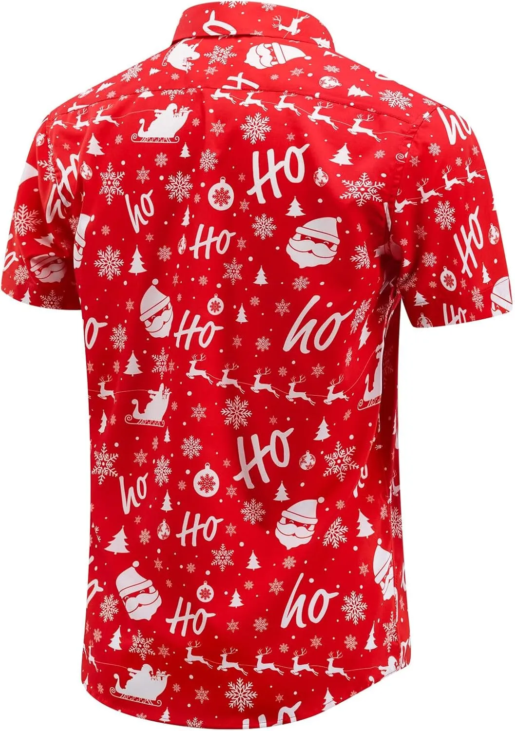 ENVMENST Christmas Button Up Shirt for Men Fun Printed Casual Short Sleeve Hawaiian Santa Shirt