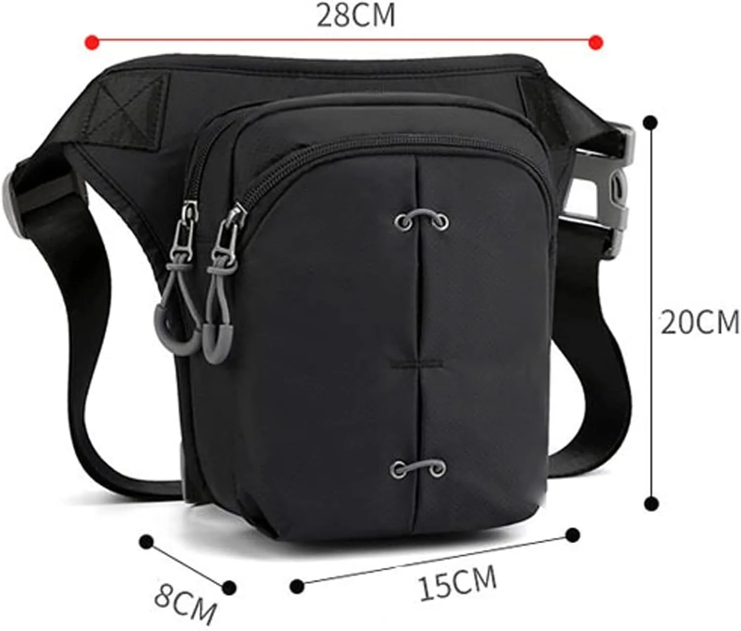 Fanny Pack Men's Nylon Waist Bag Outdoor Thigh Waist Bag Fashion Waterproof Shoulder Bags Leisure Sports Cycling Sling Bags (Black)