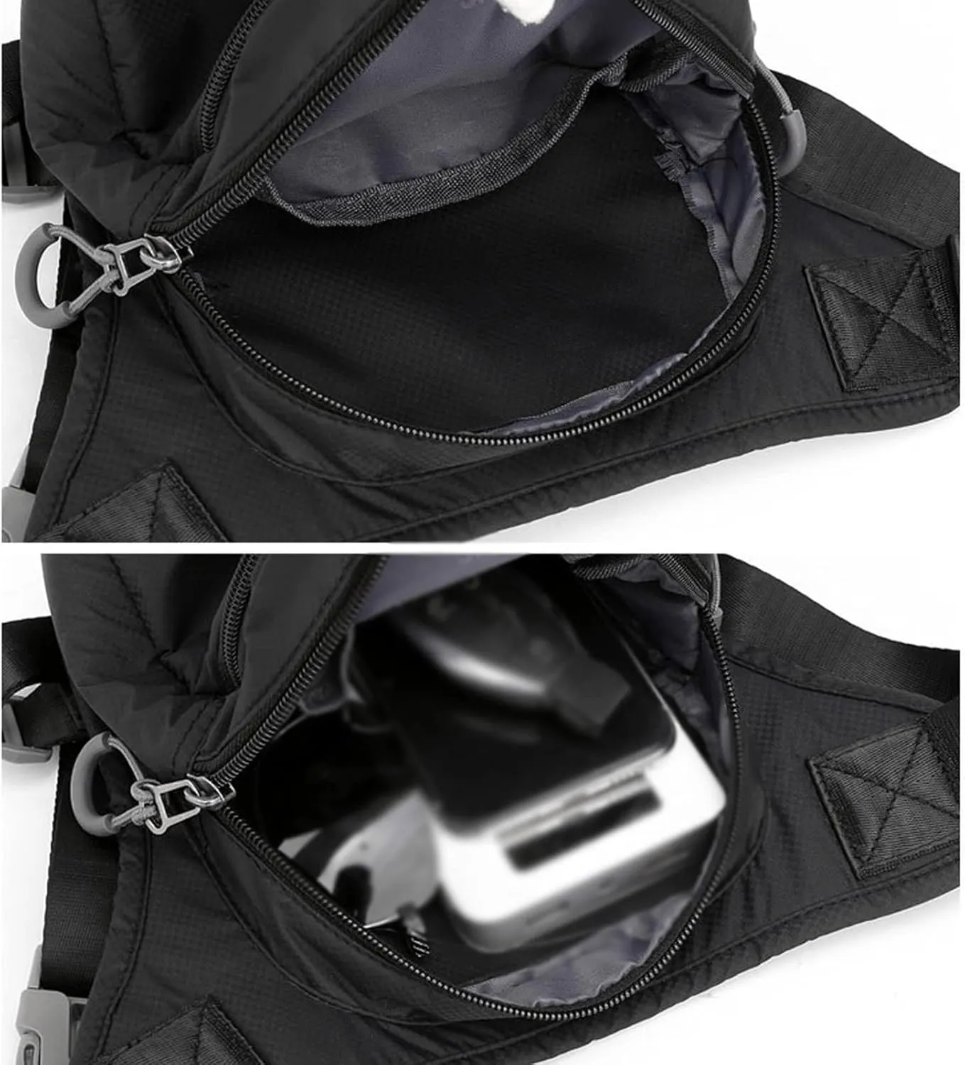 Fanny Pack Men's Nylon Waist Bag Outdoor Thigh Waist Bag Fashion Waterproof Shoulder Bags Leisure Sports Cycling Sling Bags (Black)