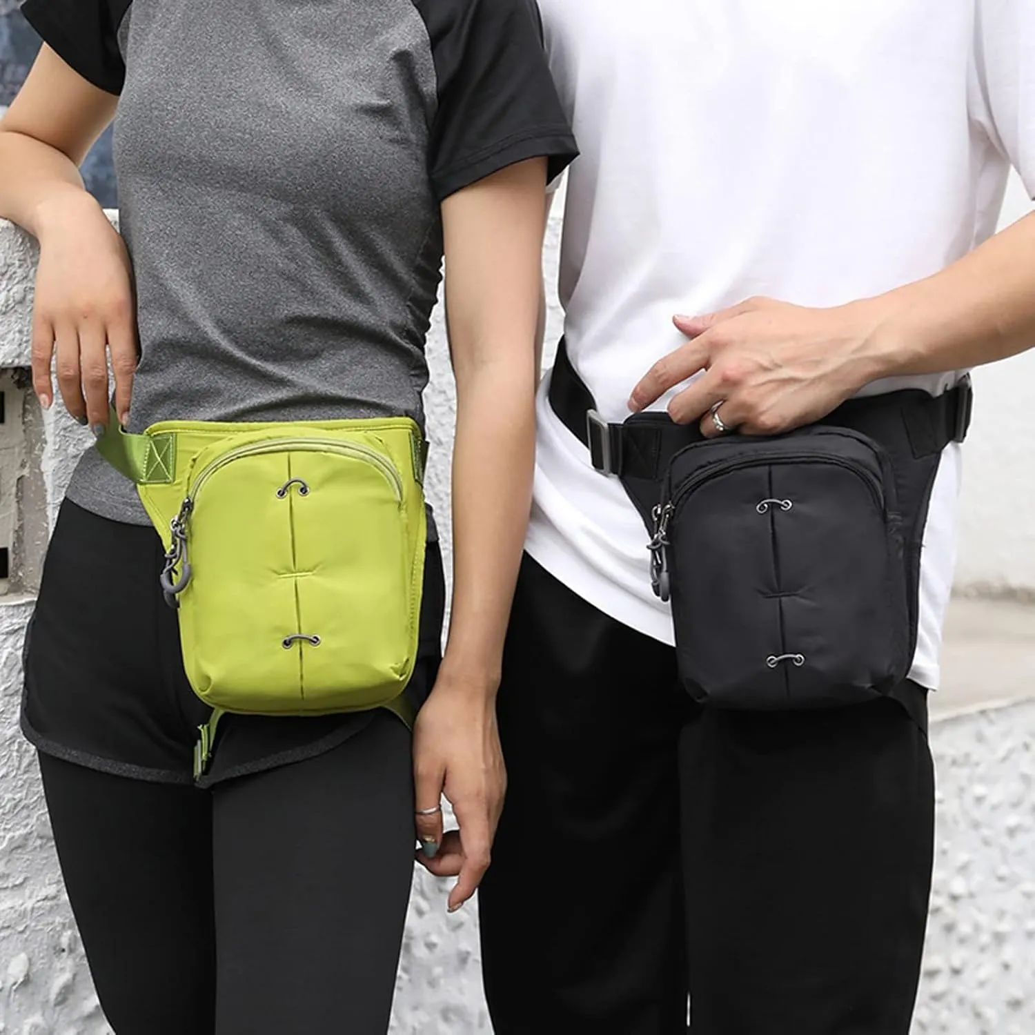 Fanny Pack Men's Nylon Waist Bag Outdoor Thigh Waist Bag Fashion Waterproof Shoulder Bags Leisure Sports Cycling Sling Bags (Black)