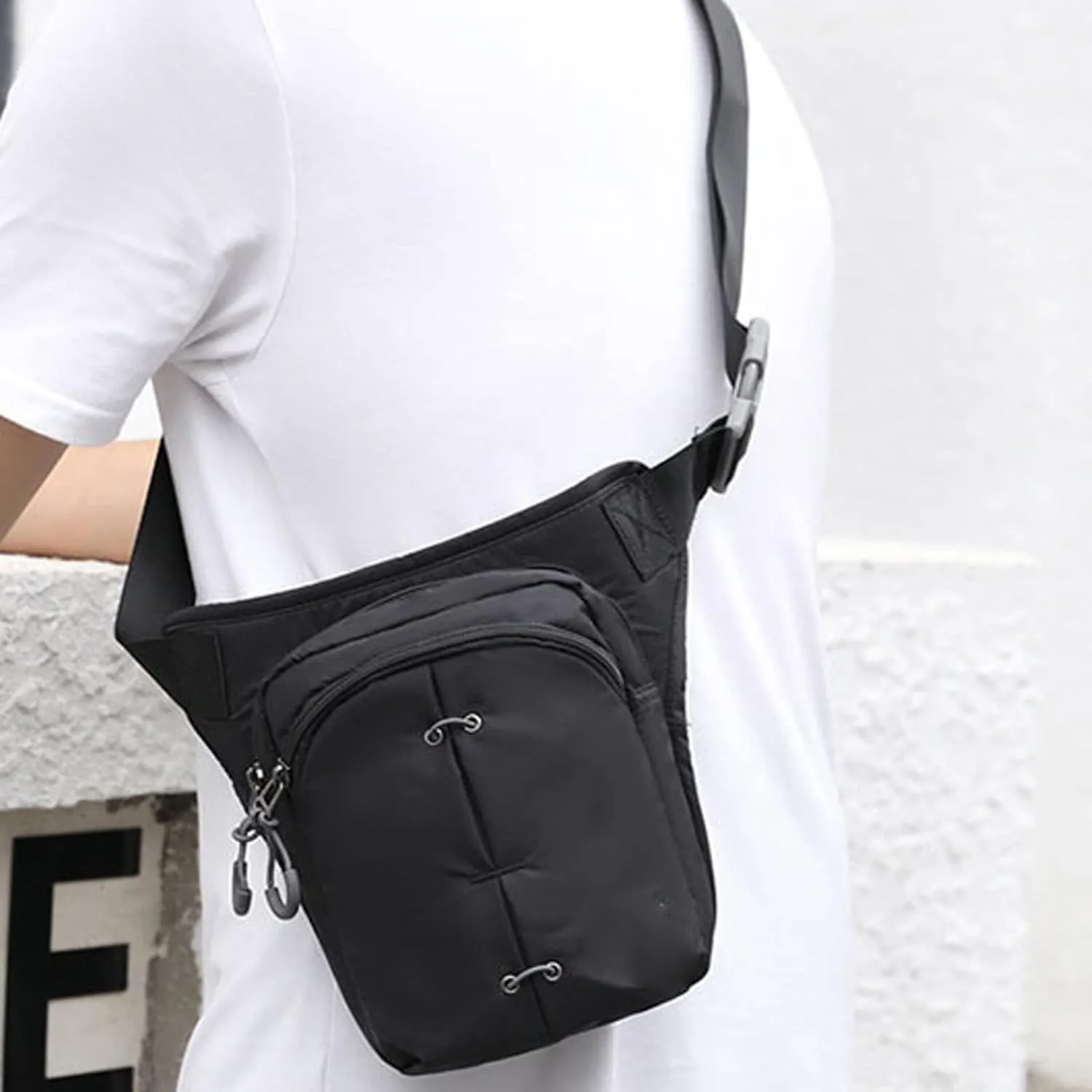 Fanny Pack Men's Nylon Waist Bag Outdoor Thigh Waist Bag Fashion Waterproof Shoulder Bags Leisure Sports Cycling Sling Bags (Blue)