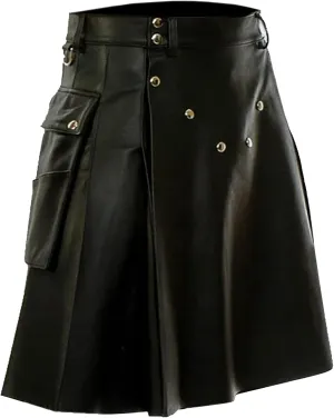 Fashionable Comfortable Versatile Scottish Festival Dress Men's Color Leather Pleated Skirt