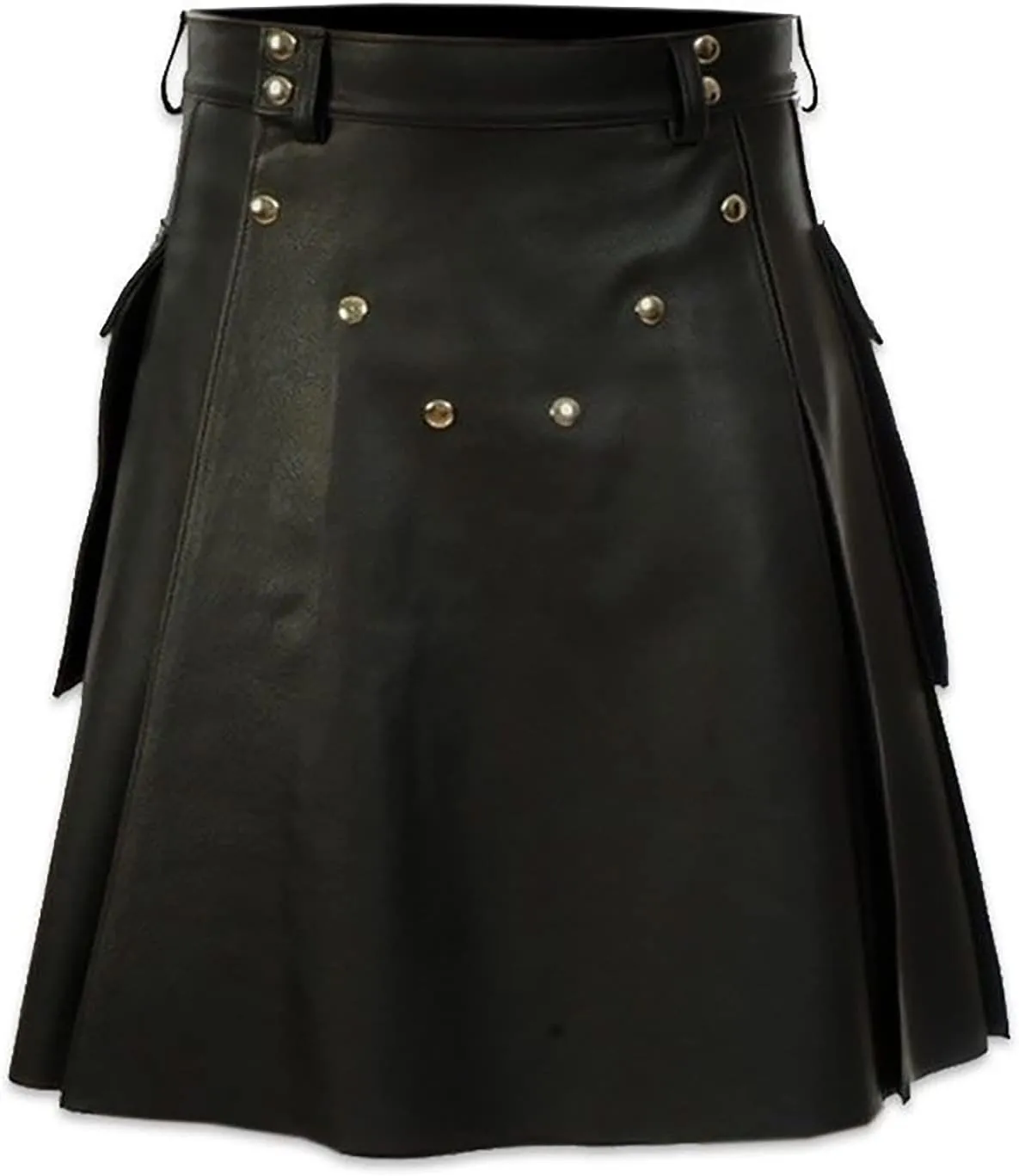 Fashionable Comfortable Versatile Scottish Festival Dress Men's Color Leather Pleated Skirt