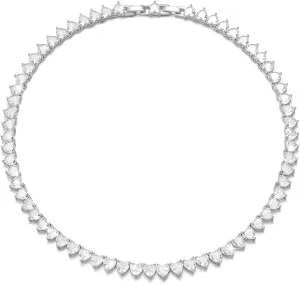FEEL STYLE Heart Tennis Necklace for Women - 4mm 6mm 18K White Gold Plated Diamond Necklace - Iced Out Choker Necklaces Cubic Zirconia Tennis Necklace 16-18inch