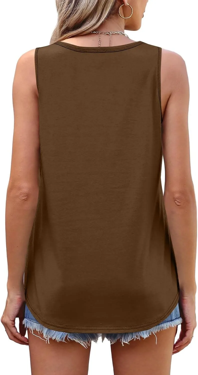Finelylove Loose Tank Tops for Women Casual Flowy Tunic Tops Trendy Sleeveless Solid Basic Summer Tops 2025 Fashion Clothes