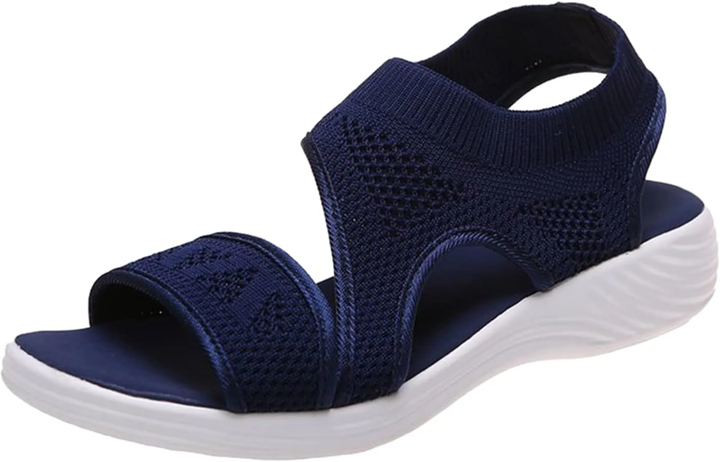 Flat Sandals for Women Breathable Non-Slip Slip-On Casual Shoe with Ankle Strap Comfortable Open Toe Soft Sole Sneakers Outdoor Vacation Walking Slippers Indoor Home Low Heel Footwear