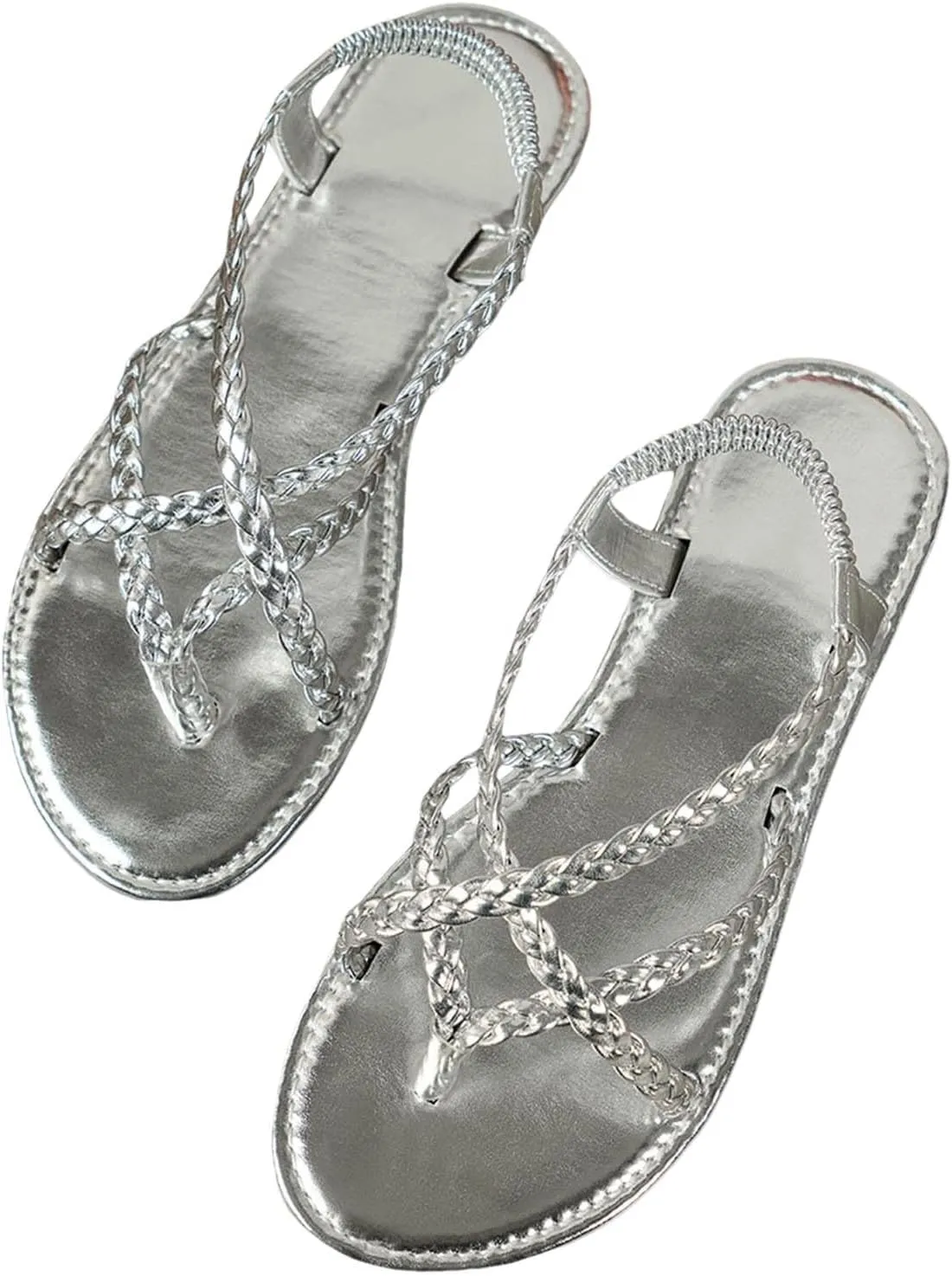 Flat Sandals for Women Indoor Home Clip Toe Walking Slippers Comfortable Fashion Non-Slip Casual Shoes Outdoor Beach Vacation Soft Sole Slip-On Shoe Summer Breathable Open Toe Footwear