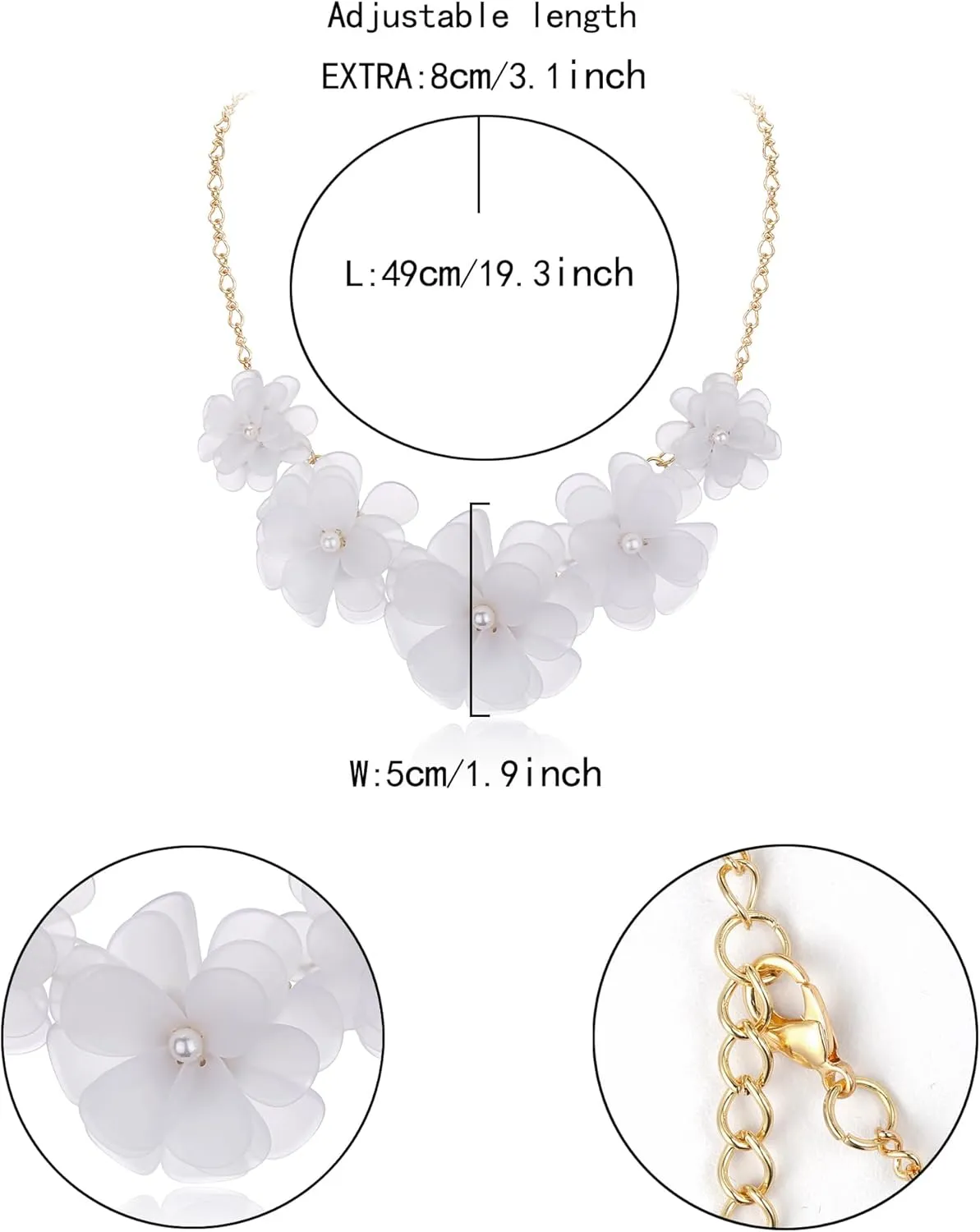 Flyonce Flower Collar Necklace, Floral Flowers Statement Summer Beach Chokers Necklaces for Women