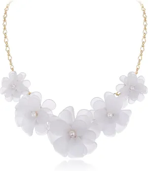 Flyonce Flower Collar Necklace, Floral Flowers Statement Summer Beach Chokers Necklaces for Women