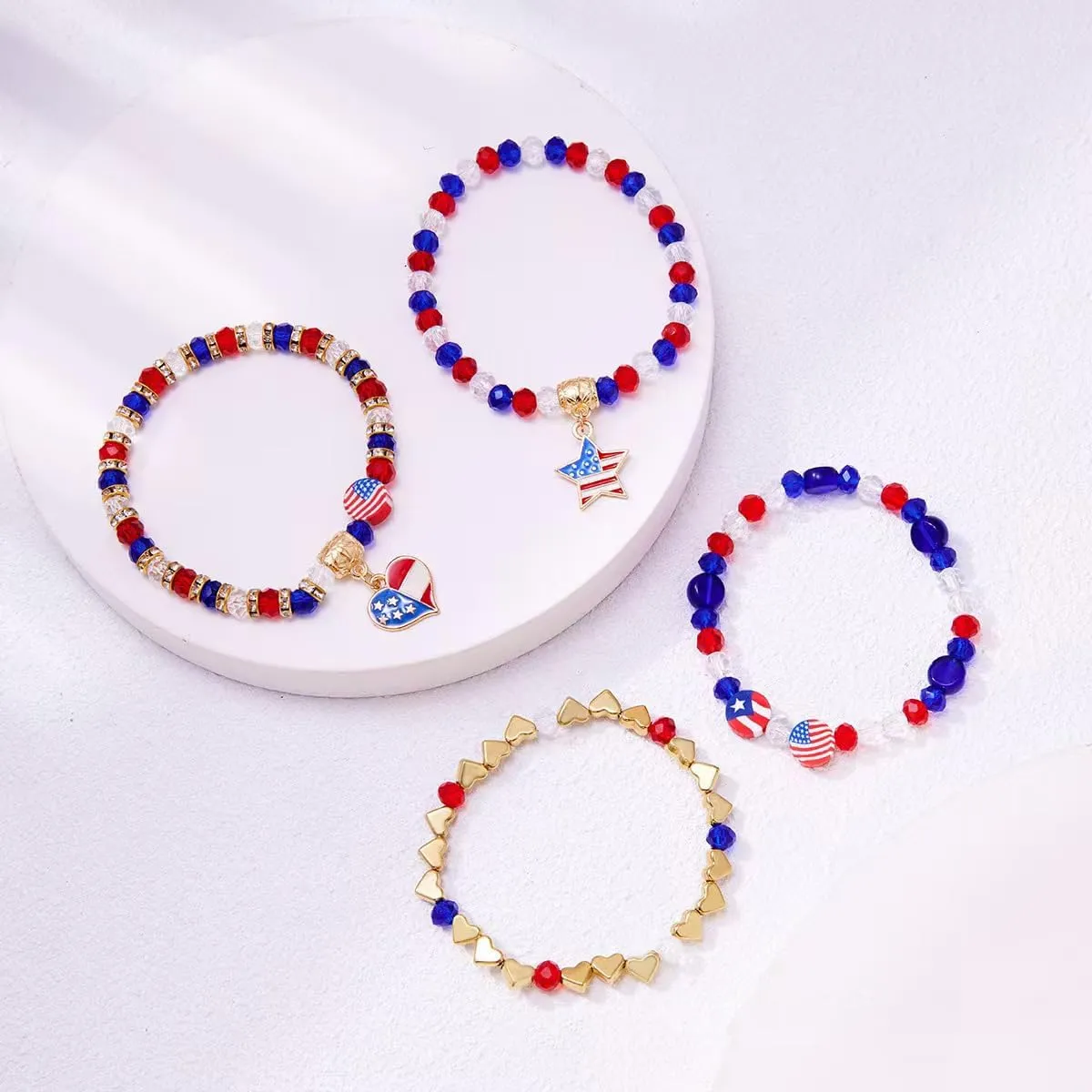 Friendship Bracelets - Beaded Bracelets Set for Teen Women, Stretchable Preppy Bracelets, Stackable & Colorful Bracelets - Ideal Gifts, 4th of July, Halloween, Christmas