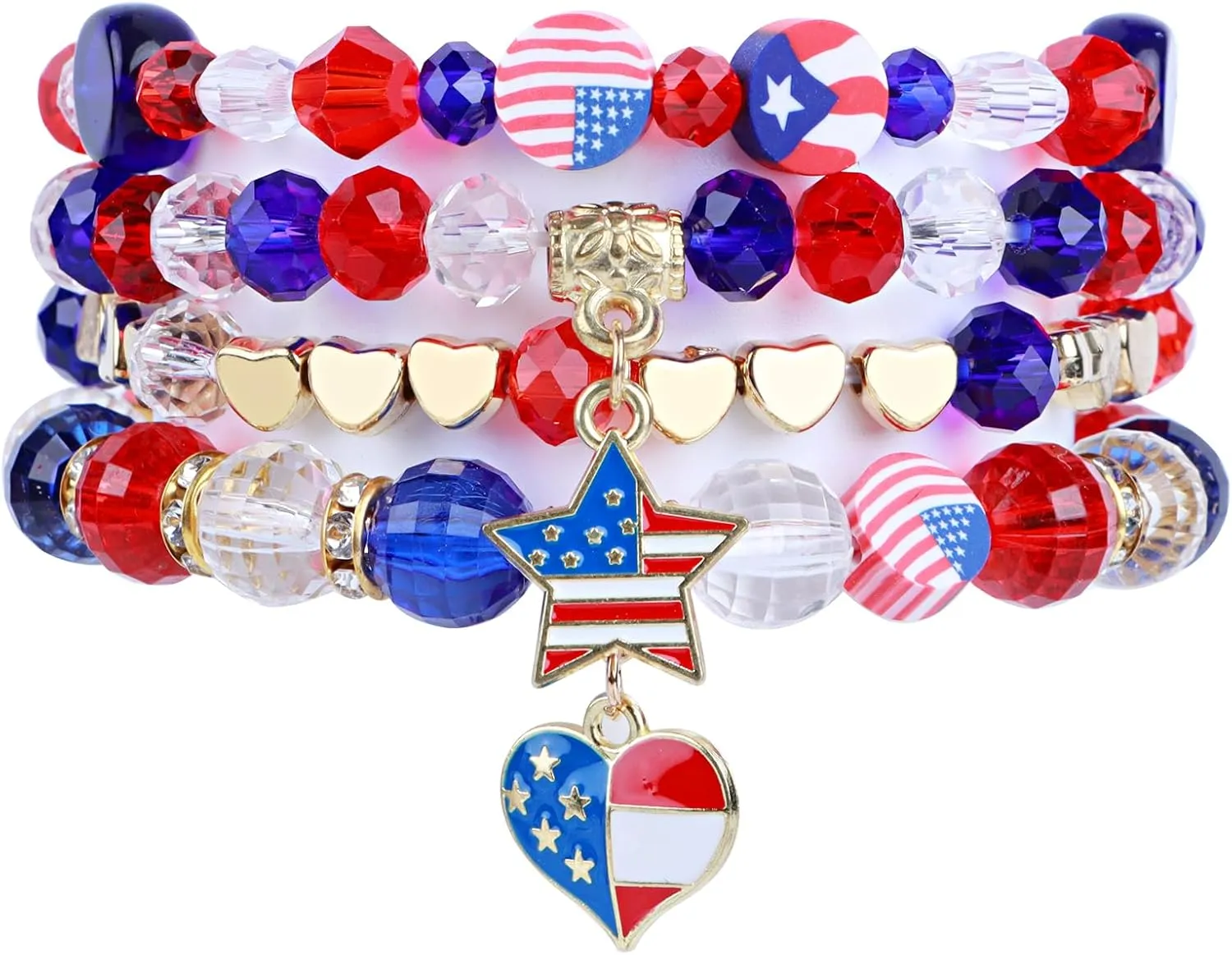 Friendship Bracelets - Beaded Bracelets Set for Teen Women, Stretchable Preppy Bracelets, Stackable & Colorful Bracelets - Ideal Gifts, 4th of July, Halloween, Christmas