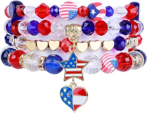 Friendship Bracelets - Beaded Bracelets Set for Teen Women, Stretchable Preppy Bracelets, Stackable & Colorful Bracelets - Ideal Gifts, 4th of July, Halloween, Christmas