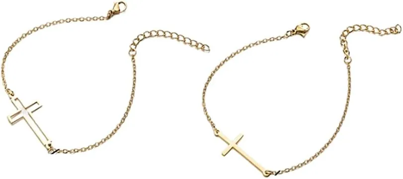 Friendship Cross Bracelet Stainless Steel Cross Charm Matching Bracelets Braided String Lucky Bracelets for Women Men Bracelets