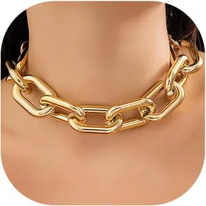 FUTIMELY Chunky Gold Chain Choker Necklaces,Trendy Thick Link Necklaces,Dainty Statement Jewelry Gifts for Women