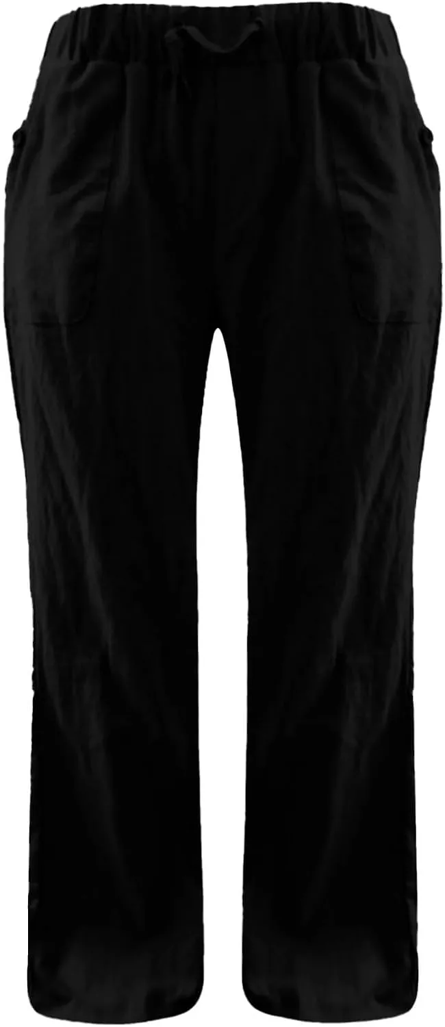 GIERIDUC Womens High Waist CasualSummer Comfy Yoga Leggings Drawstring Straight Leg Lounge Trousers with Pockets