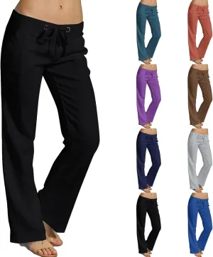 GIERIDUC Womens High Waist CasualSummer Comfy Yoga Leggings Drawstring Straight Leg Lounge Trousers with Pockets