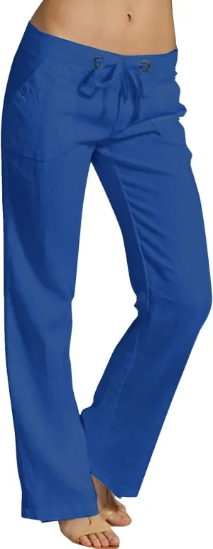 GIERIDUC Womens High Waist CasualSummer Comfy Yoga Leggings Drawstring Straight Leg Lounge Trousers with Pockets