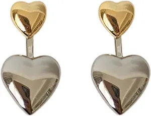 Gold Heart Drop Earrings Lover Heart Dangle Earring for Women.Gold Chunky Heart Earrings Boho Delicate Hypoallergenic Jewelry Gift