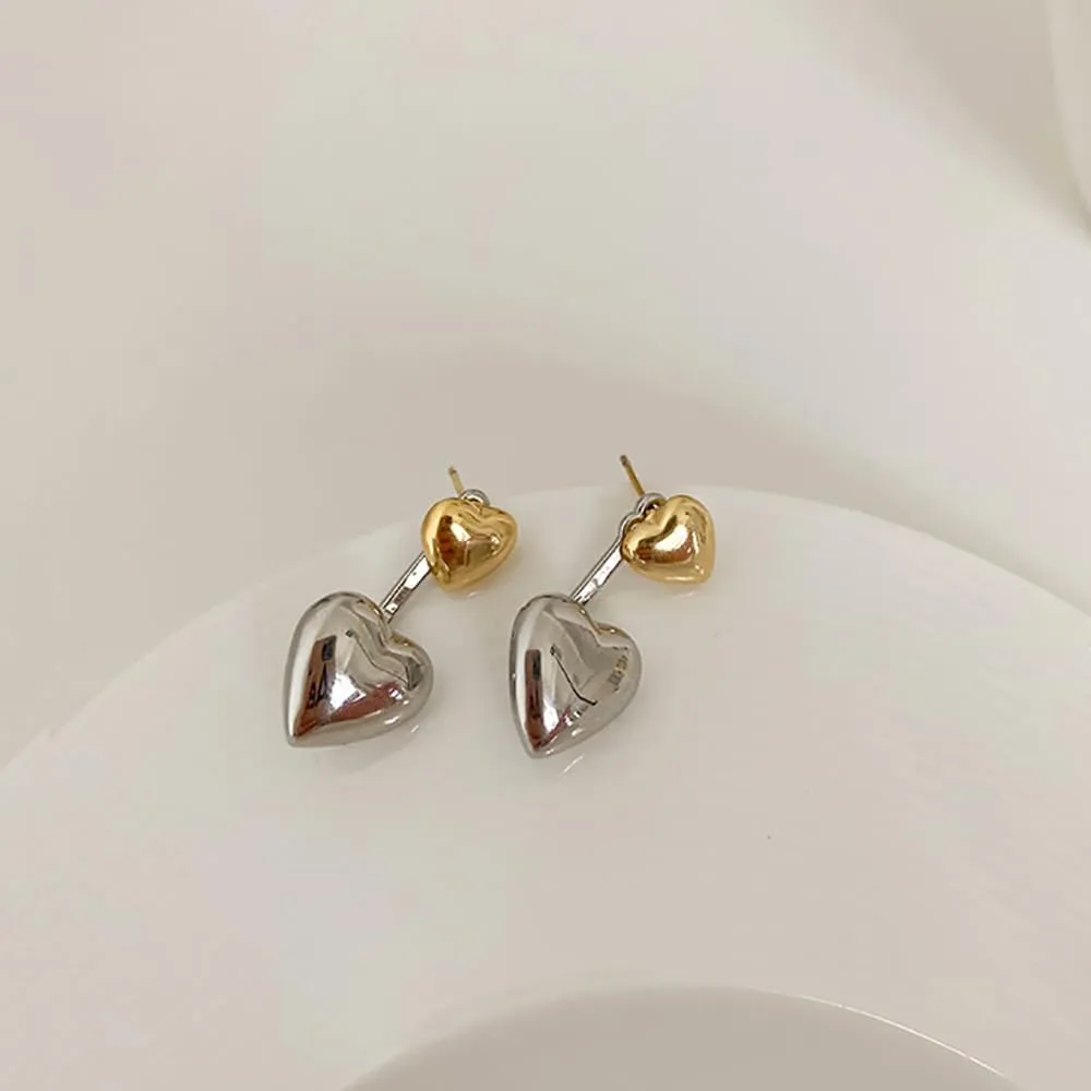 Gold Heart Drop Earrings Lover Heart Dangle Earring for Women.Gold Chunky Heart Earrings Boho Delicate Hypoallergenic Jewelry Gift