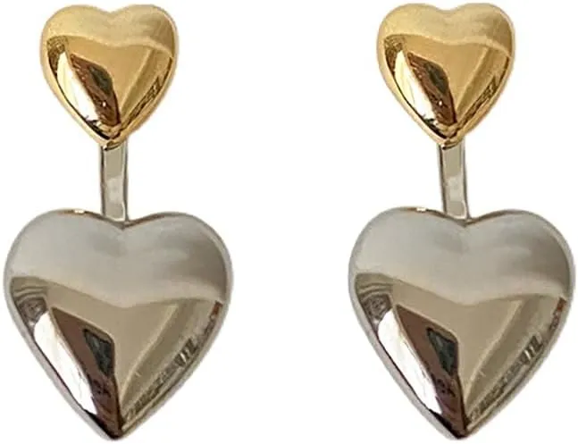 Gold Heart Drop Earrings Lover Heart Dangle Earring for Women.Gold Chunky Heart Earrings Boho Delicate Hypoallergenic Jewelry Gift