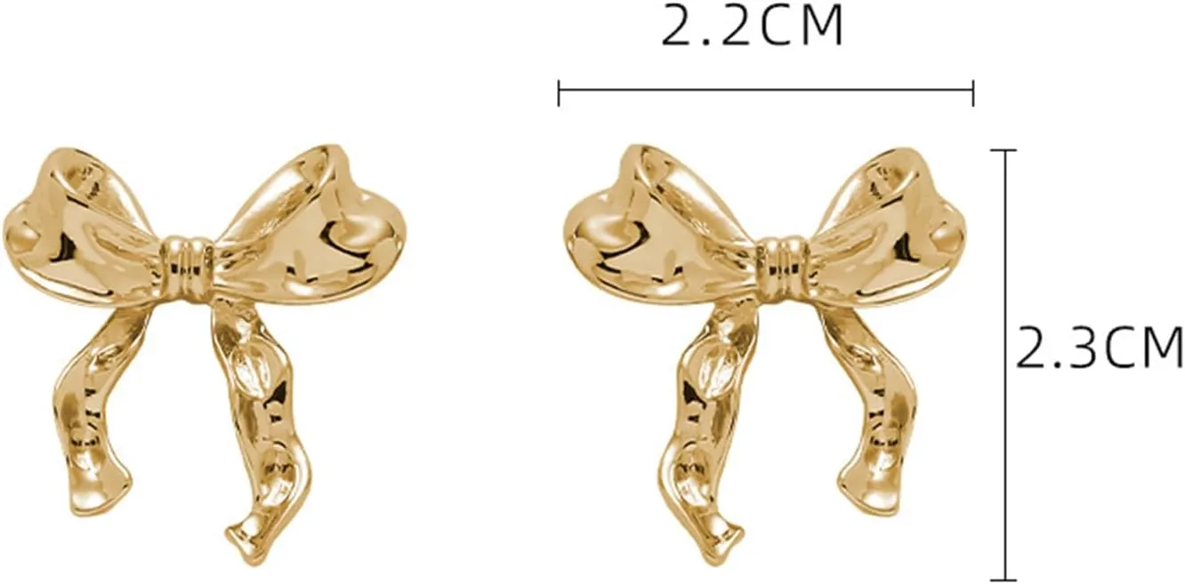 Gold Silver Bow Earrings Bow Stud Earrings Statement Earrings for Women