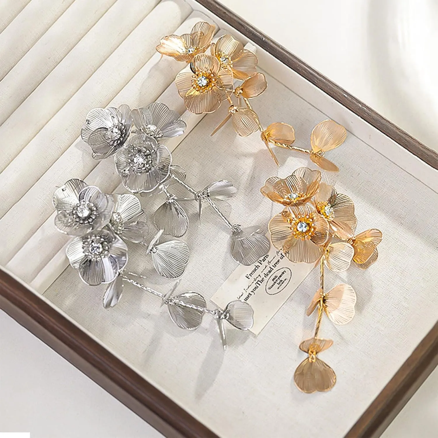 Gold Statement Earrings for Women Elegant Prom Floral Leaf Design Large Hoop Dangle Earrings for Party Wedding Evening Events