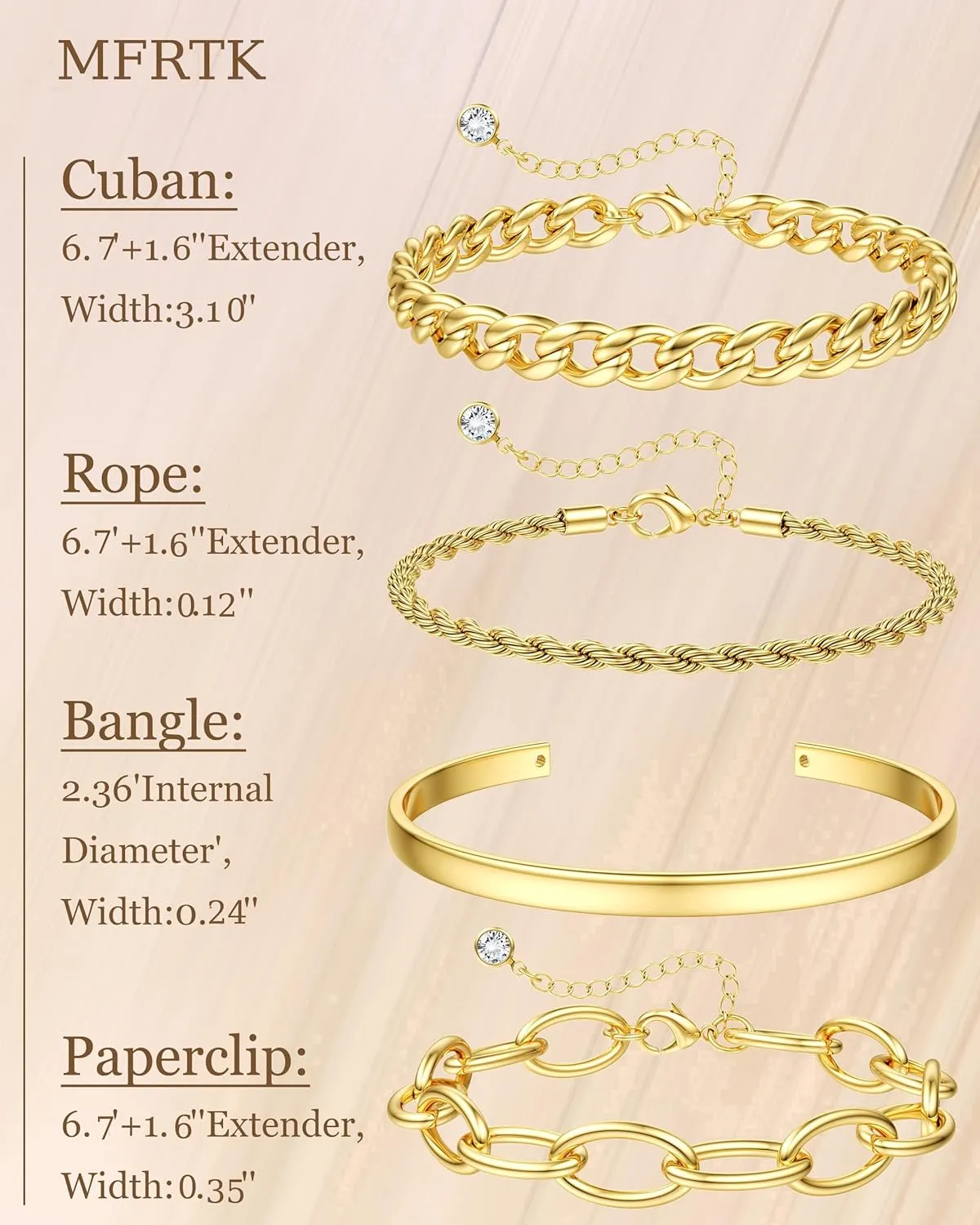 Gold/Silver Bracelets For Women,Trendy 14k Gold/Silver Plated lightweight Dainty Chunky Thin Cuban Link Paperclip Chain Tennis Bangle Bracelets Stack Set,Ring Hand Chain Bracelet,Gold Jewelry Gift For Women Fashion Accessories