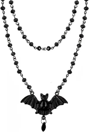 Gothic Bat Necklaces Moon Cross Necklaces Black Crystal Chain Halloween Black Pendant Choker Halloween Jewelry for Woman