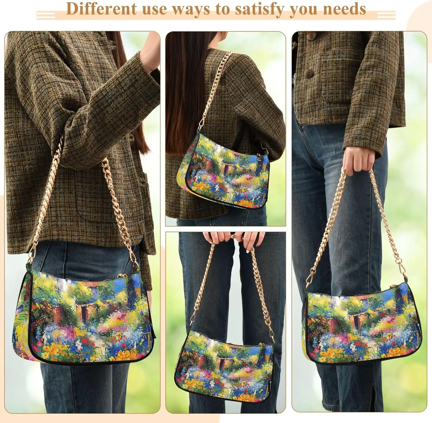 Graffiti Painting Abstract Chain Purse Hobo Clutch Bag Women's Designer Inspire Handbags Shoulder Strap