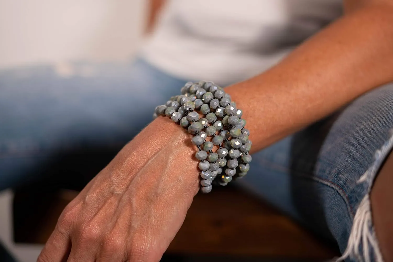 Hand Knotted Faceted Beaded Necklace-Long Boho Crystal Wrap, Strand or Statement Necklace for Women 60 inch