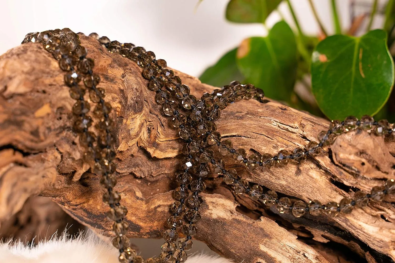 Hand Knotted Faceted Beaded Necklace-Long Boho Crystal Wrap, Strand or Statement Necklace for Women 60 inch