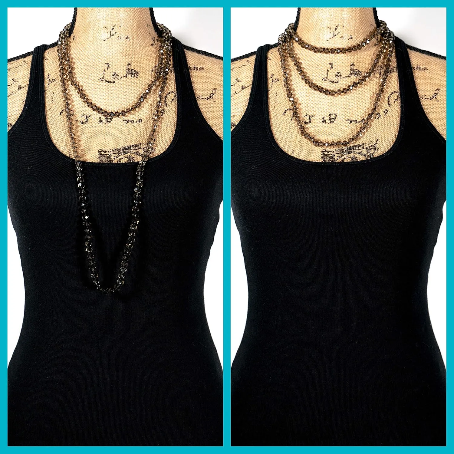 Hand Knotted Faceted Beaded Necklace-Long Boho Crystal Wrap, Strand or Statement Necklace for Women 60 inch