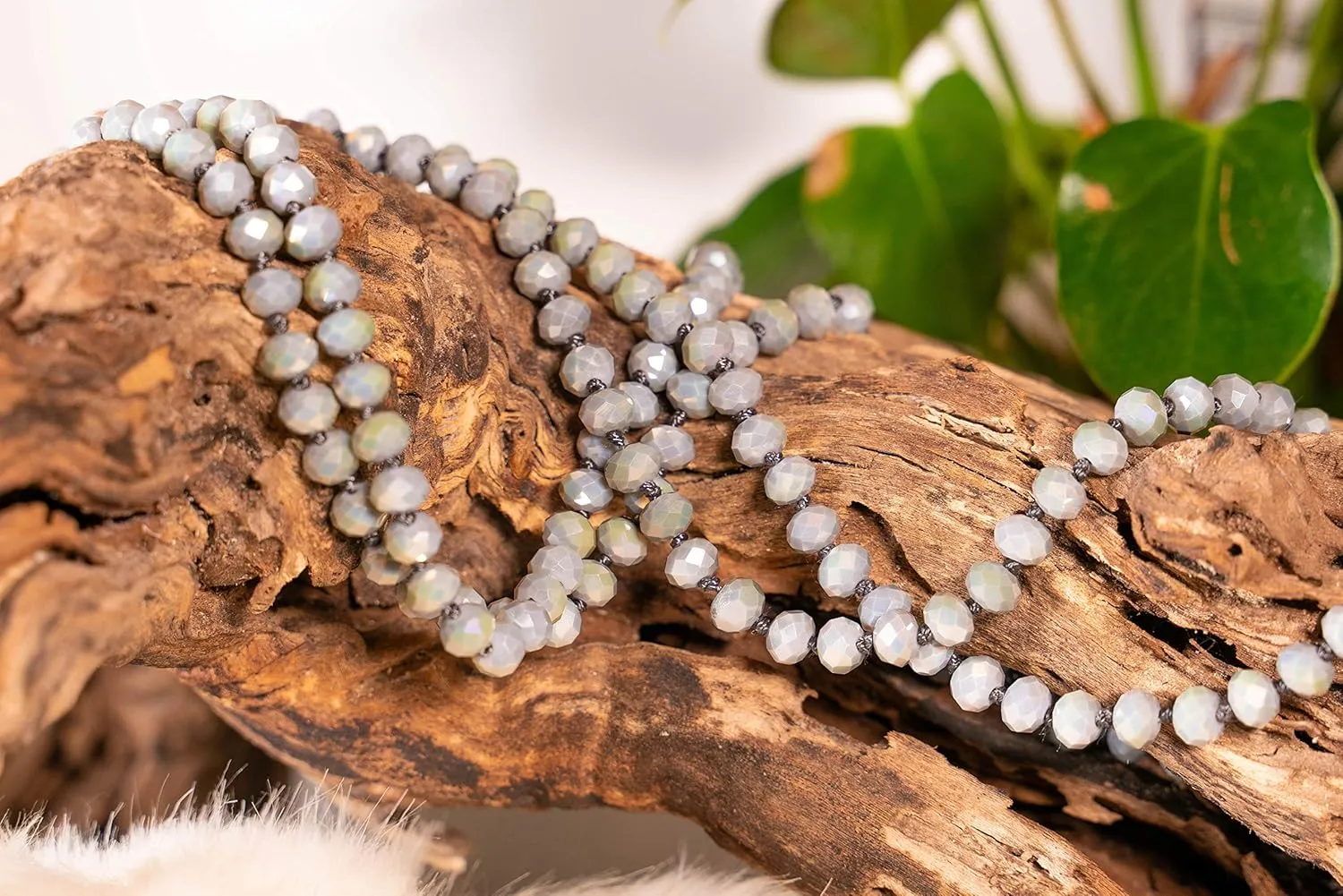 Hand Knotted Faceted Beaded Necklace-Long Boho Crystal Wrap, Strand or Statement Necklace for Women 60 inch