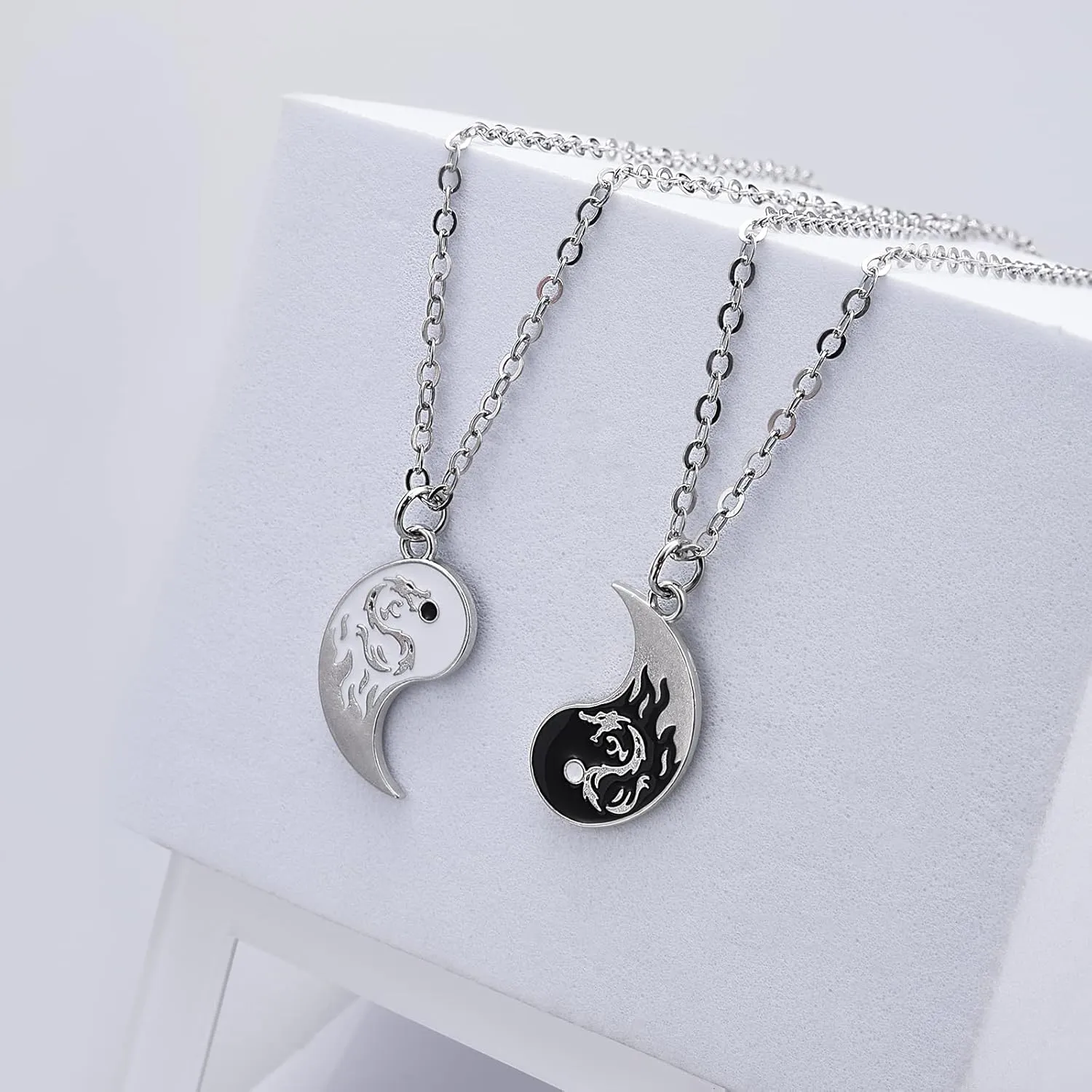 HANRESHE Cat Matching Necklaces Best Friend Necklaces Heart Yin Yang Friendship Necklace For 2